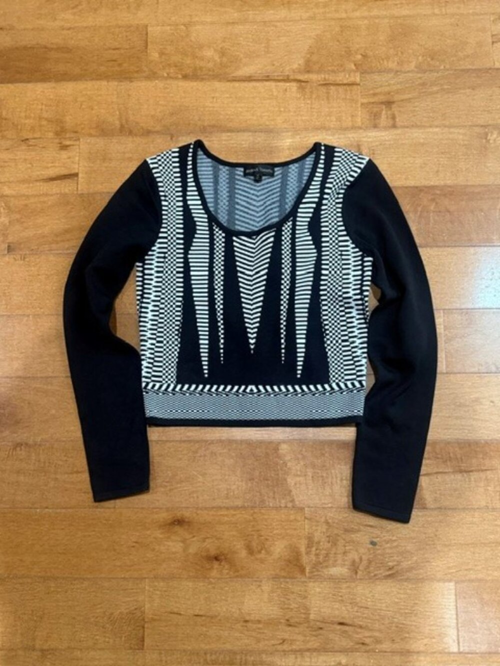 Jealous Tomato Black and White Long Sleeve Crop Top